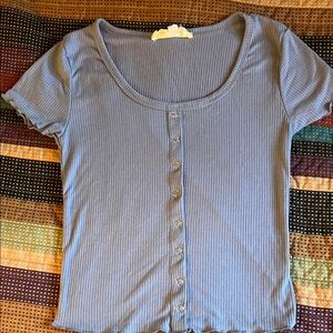 Hippie Rose Light Blue Ribbed Button-Down Shirt